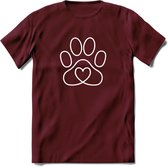 Love Paw - Katten T-Shirt Kleding Cadeau | Dames - Heren - Unisex | Kat / Dieren shirt | Grappig Verjaardag kado | Tshirt Met Print | - Burgundy - S