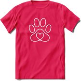 Love Paw - Katten T-Shirt Kleding Cadeau | Dames - Heren - Unisex | Kat / Dieren shirt | Grappig Verjaardag kado | Tshirt Met Print | - Roze - S