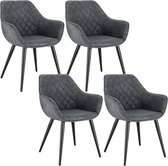 Set Van 4 Eetkamerstoelen Met Armleuningen Stof Model Kevin Grijs