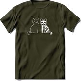 Cat Scan - Katten T-Shirt Kleding Cadeau | Dames - Heren - Unisex | Kat / Dieren shirt | Grappig Verjaardag kado | Tshirt Met Print | - Leger Groen - M