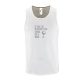 Witte Tanktop sportshirt met "If you're reading this bring me a Wine " Print Zilver Size XL