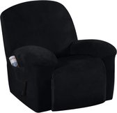 Velvet Fauteuil Recliner hoes - Zwart - Hoes voor uw Relax stoel - Relax Zetel