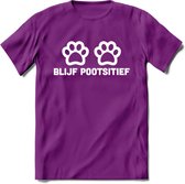 Blijf Poetsitief - Katten T-Shirt Kleding Cadeau | Dames - Heren - Unisex | Kat / Dieren shirt | Grappig Verjaardag kado | Tshirt Met Print | - Paars - XXL