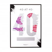 krasposter Uitdaging 40 papier 50 x 70 cm wit/paars