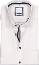 OLYMP Luxor comfort fit overhemd - korte mouw - wit structuur (contrast) - Strijkvrij - Boordmaat: 48