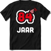 84 Jaar Feest kado T-Shirt Heren / Dames - Perfect Verjaardag Cadeau Shirt - Wit / Rood - Maat 8XL