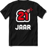 21 Jaar Feest kado T-Shirt Heren / Dames - Perfect Verjaardag Cadeau Shirt - Wit / Rood - Maat M