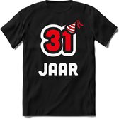 31 Jaar Feest kado T-Shirt Heren / Dames - Perfect Verjaardag Cadeau Shirt - Wit / Rood - Maat XXL