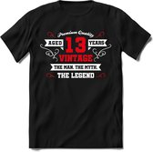 13 Jaar Legend - Feest kado T-Shirt Heren / Dames - Wit / Rood - Perfect Verjaardag Cadeau Shirt - grappige Spreuken, Zinnen en Teksten. Maat M