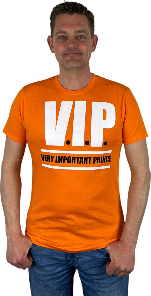 Oranje Heren T-Shirt - V.I.P. Very Important Prince - Voor Koningsdag - Holland - Formule 1 - EK/WK Voetbal - Maat XL