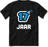 17 Jaar Feest kado T-Shirt Heren / Dames - Perfect Verjaardag Cadeau Shirt - Wit / Blauw - Maat M