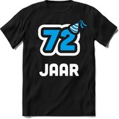 72 Jaar Feest kado T-Shirt Heren / Dames - Perfect Verjaardag Cadeau Shirt - Wit / Blauw - Maat M