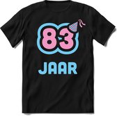 83 Jaar Feest kado T-Shirt Heren / Dames - Perfect Verjaardag Cadeau Shirt - Licht Blauw / Licht Roze - Maat XL