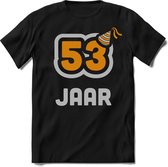 53 Jaar Feest kado T-Shirt Heren / Dames - Perfect Verjaardag Cadeau Shirt - Goud / Zilver - Maat XL