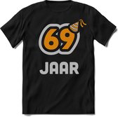 69 Jaar Feest kado T-Shirt Heren / Dames - Perfect Verjaardag Cadeau Shirt - Goud / Zilver - Maat 6XL