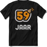 59 Jaar Feest kado T-Shirt Heren / Dames - Perfect Verjaardag Cadeau Shirt - Goud / Zilver - Maat XXL