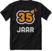 35 Jaar Feest kado T-Shirt Heren / Dames - Perfect Verjaardag Cadeau Shirt - Goud / Zilver - Maat S
