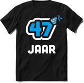 47 Jaar Feest kado T-Shirt Heren / Dames - Perfect Verjaardag Cadeau Shirt - Wit / Blauw - Maat M