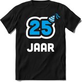 25 Jaar Feest kado T-Shirt Heren / Dames - Perfect Verjaardag Cadeau Shirt - Wit / Blauw - Maat 3XL