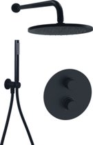 Paffoni Light doucheset rond met 23cm ronde hoofddouche inclusief handdouche en slang zwart mat