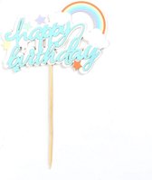 Happy Birthday Cake Topper Verjaardag Taart Decoratie Baby Blauw