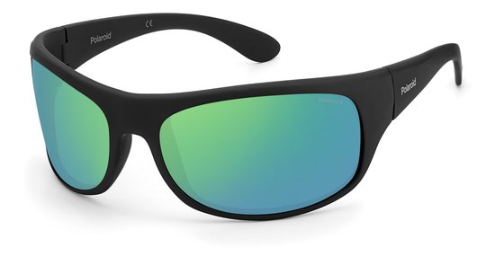 Polaroid Onbreekbare Unisex Polariserende Zonnebril Zwart Groenblauwe Spiegellenzen Goed Omsluitend