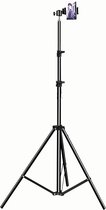BRYGHT Tripod camerastatief - Telefoon en camera - Inclusief smartphone houder en bluetoothafstandsbediening - 1,75 Meter - Zwart