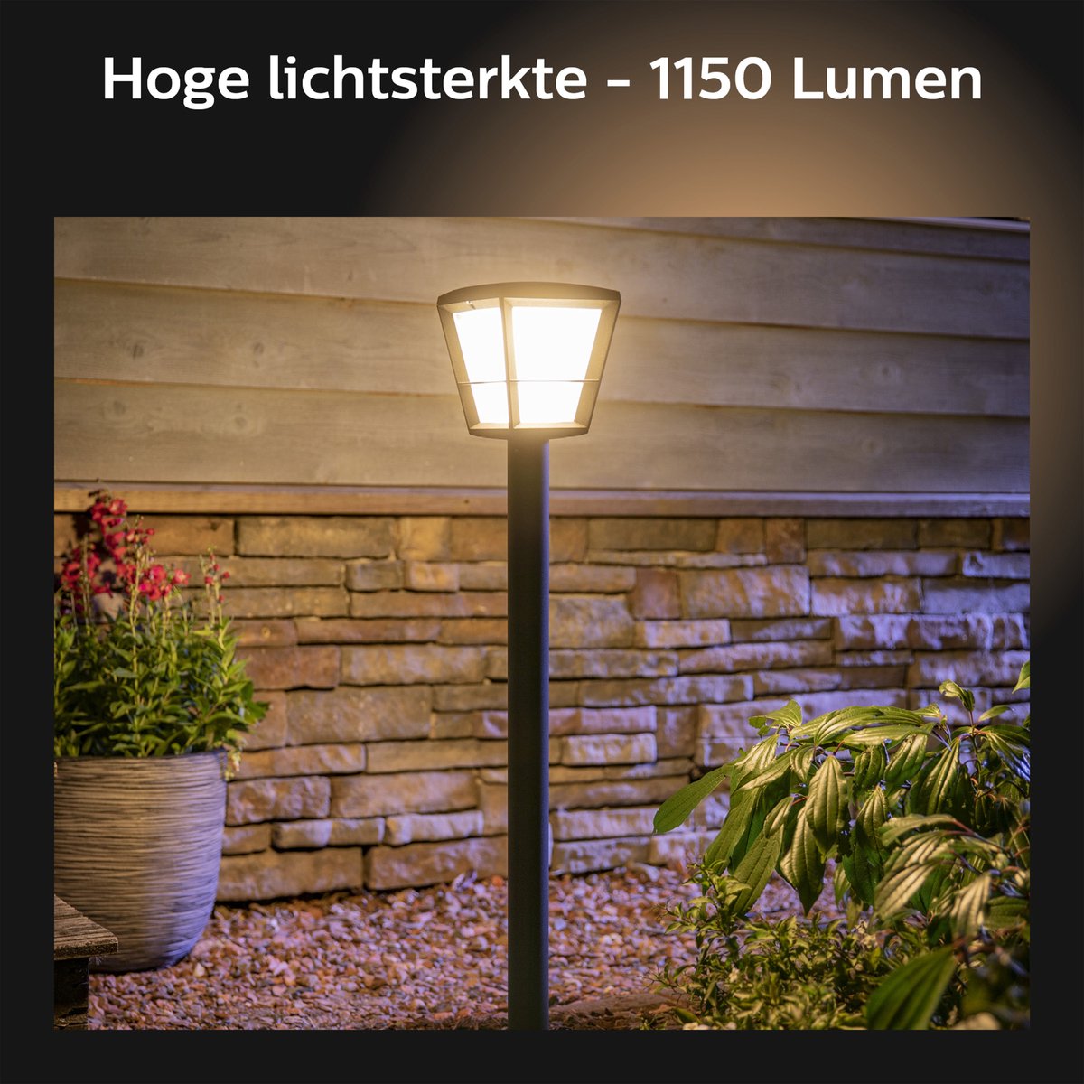 Philips Hue Econic sokkellamp - wit en gekleurd licht - zwart - hoog