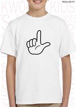 LOSER Kids t-shirt - Wit - Maat 92 - Unisex - Korte mouwen - Ronde hals - Regular Fit - leuke grappige shirtjes - Humor - Kwoots - Cadeau - Voor zowel jongens als meisjes