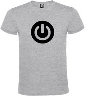 Grijs T-shirt ‘Power Button’ Zwart Maat S