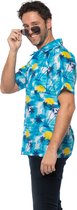 Partychimp Hawaii Blouse Mannen Carnavalskleding Heren Foute Party Verkleedkleren Volwassenen Carnaval Foute Party - Polyester - Blauw - Maat 2XL
