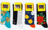 Crazy Socks 4 Paar Damessokken Katoenen Sokken vrolijke Sokken Maat 39-42