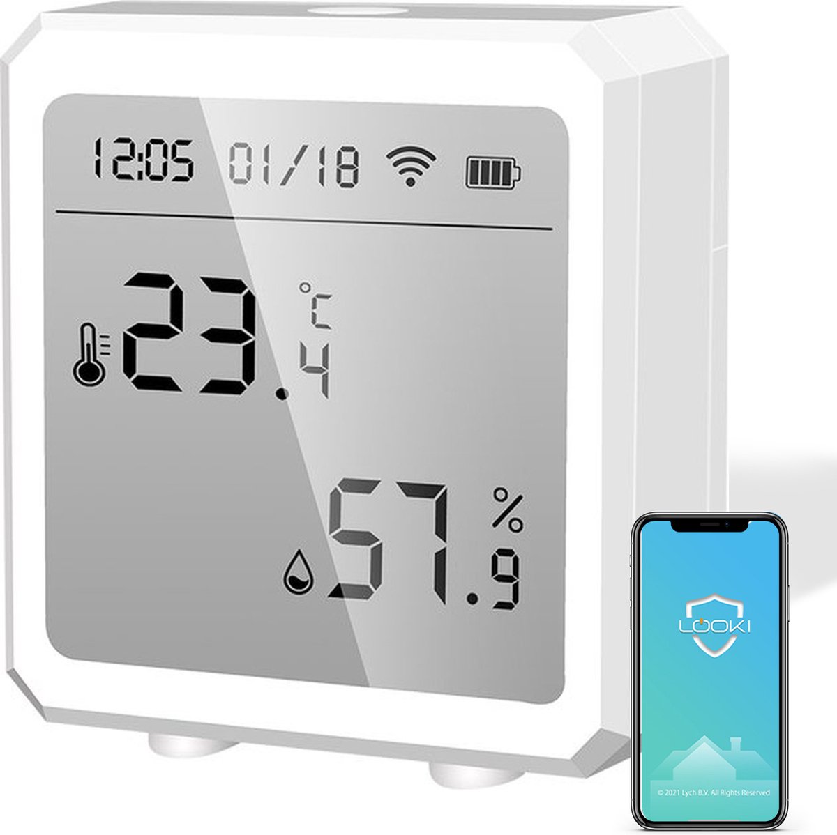 Thermomètre/hygromètre WiFi Smart Life avec date et heure
