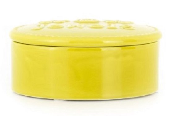 Richmond juwelenbox - sieradendoos - "Love", Lemon, geel: Ø 15 cm, Hoogte 6 cm,