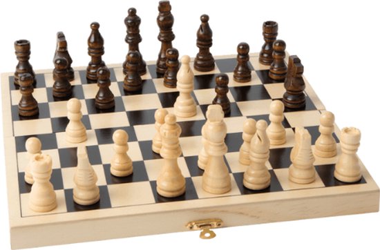 Thumbnail van een extra afbeelding van het spel Houten Schaakbord - Schaakspel - Schaakset - Bordspel - Inclusief Schaakstukken - 26x26cm - Duurzaam Hout - Inklapbaar - Vanaf 6 jaar