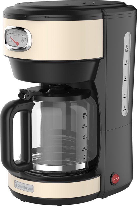Westinghouse Retro Serie - Koffiezetapparaat - Filterkoffie Machine - Wit - Met Herbruikbare Filter - 10 Koppen Koffie