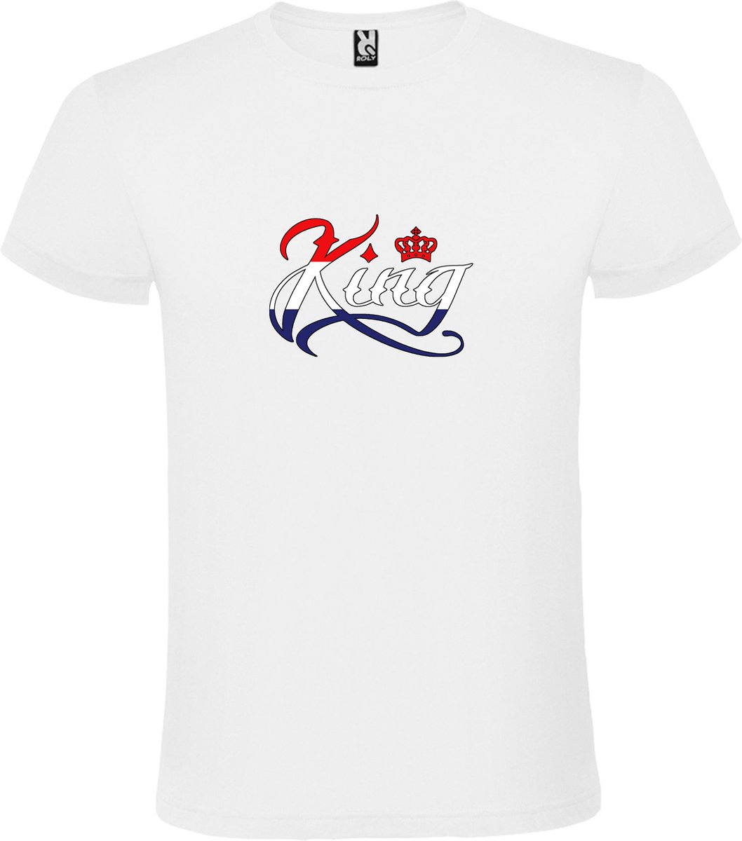 Wit T shirt met print van de tekst King Logo print Rood Wit Blauw size XXL bol