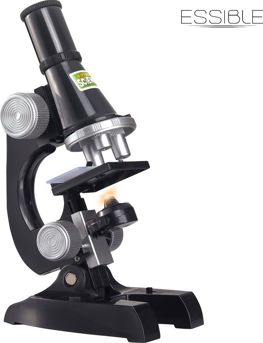 Microscoopset junior zwart 10-delig - Microscope - Microscopen - Microscopen Kinderen - Microscoop Junior - Microscoop Speelgoed - Inclusief Testtubes