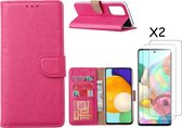 Samsung A53 / A53s hoesje bookcase Pink - Samsung Galaxy A53 5G case portemonnee hoesje - Galaxy A53 book case hoes cover - Samsung A53 screenprotector / tempered glass 2 Pack