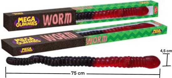 Mega gummies snoep worm - 75 cm - 1 kg - XXL snoep - snoepgoed