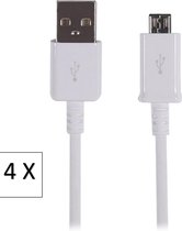 MT Deals - 4 pièces - Câble de charge blanc Samsung - 1 mètre - Micro USB vers USB - Pour Samsung, HTC, Sony, Huawei, Xiaomi, Meizu et autres appareils Android avec port Micro USB