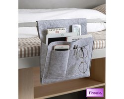 Finnacle - Nachtkastje Opbergtas - Bedopberger - Tijdschriftenhouder - Opbergzak - Bed Opbergzak - Bank Opbergzak - Magazijn Opberger - Tablet Opberger - Voor aan bed of bank - Vilten - Grijs