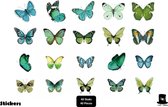 Bob Online ™ - 40 Stuks – Groen Serie - Vlinder Stickers – PET Transparant Vlinder Hars Decals voor Scrapbook – Doe-het- zelf Karten Maken – Decoupage – Laptop Sticker – Fotolijst Deco Stickers – PET Butterfly Stickers –Knutsel Stickers