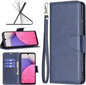 Samsung Galaxy A33 Hoesje - MobyDefend Wallet Book Case Met Koord - Blauw - GSM Hoesje - Telefoonhoesje Geschikt Voor Samsung Galaxy A33