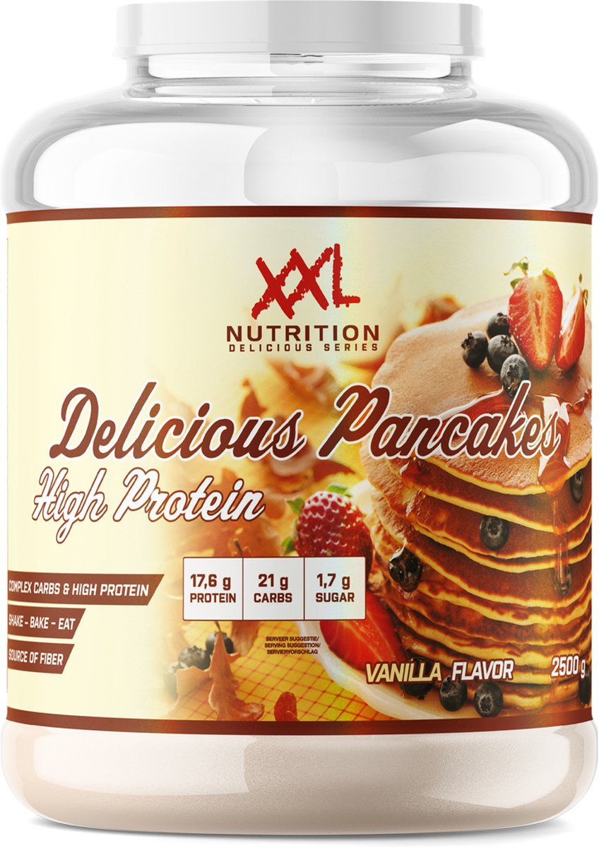 Goedkoopste XXL Nutrition - Delicious Protein Pancakes - 17,6 Gram Eiwit - Vanille Smaak - Zachte & Luchtige Pannenkoeken Hoog in Eiwit & Complexe Koolhydraten - Whey Protein Pancakes - 2500 Gram