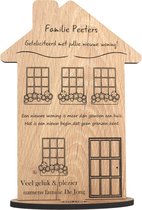 Huis nieuwe woning - houten wenskaart - kaart van hout - verhuisd - verhuizing - gepersonaliseerd - 17.5 x 25 cm
