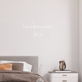 Stickerheld - Muursticker Slaap lekker met bed - Slaapkamer - Droom zacht - Sterren en maan - Nederlandse Teksten - Mat Wit - 27.5x50.2cm