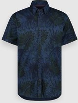Men Shirt Blue Leaves SS | Dark Denim