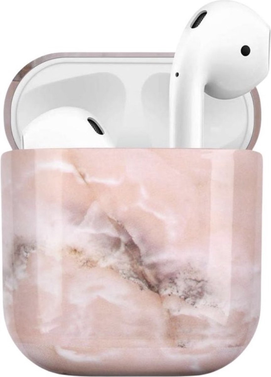 Supertarget AirPods 1+2 Hoesje roze Marmer - Geschikt voor Apple AirPods 1+2 Case 