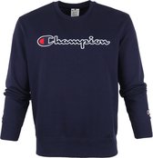 Champion - Sweater Script Donkerblauw Logo - Maat L - Comfort-fit